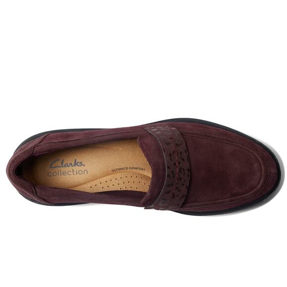 NWT Clarks Women's Calla Ease Loafer Flat, Burgundy Suede, 8 Medium US - Picture 5 of 7